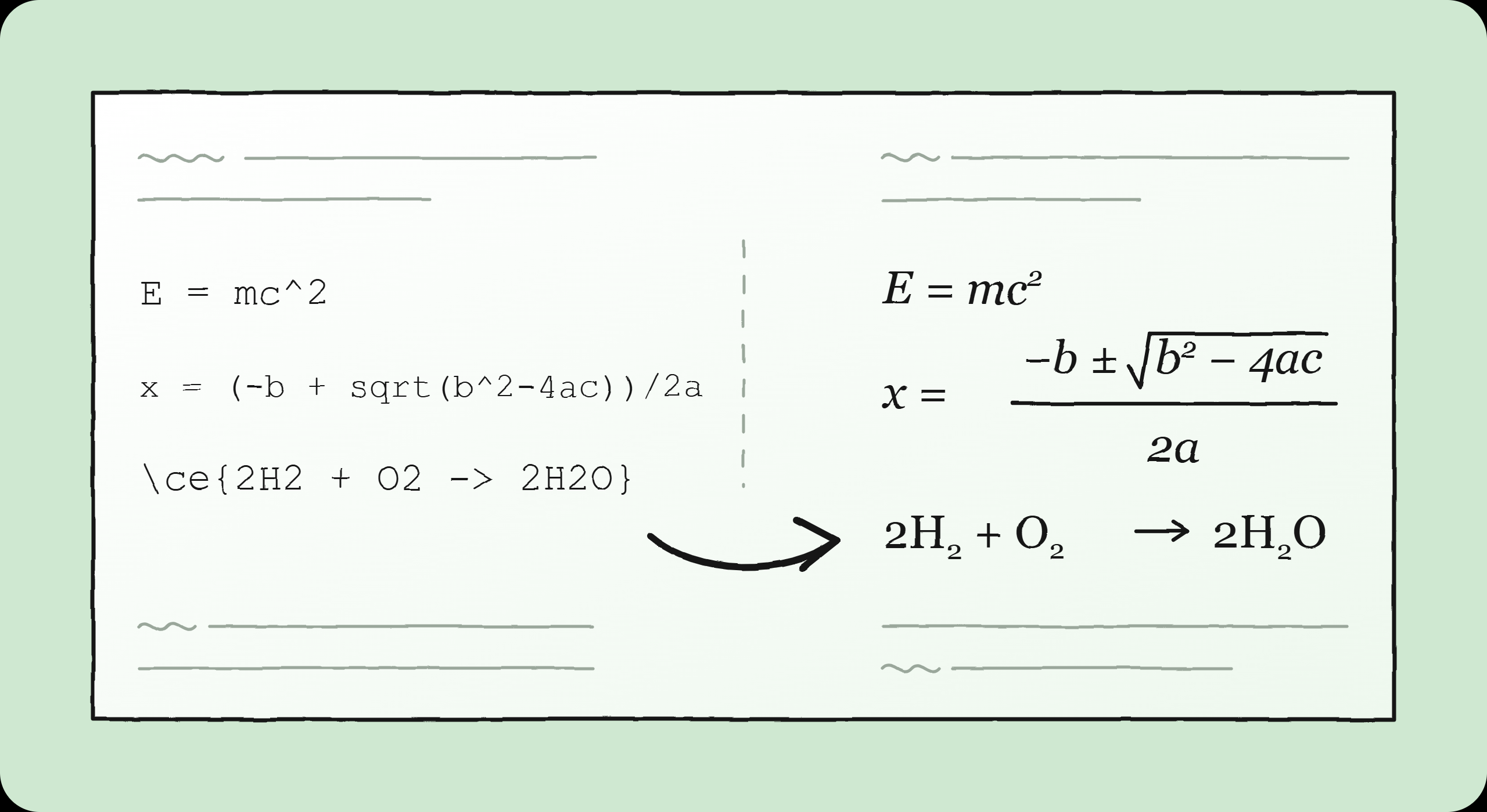 Plain-text math and chemistry notation converted into native Word equations