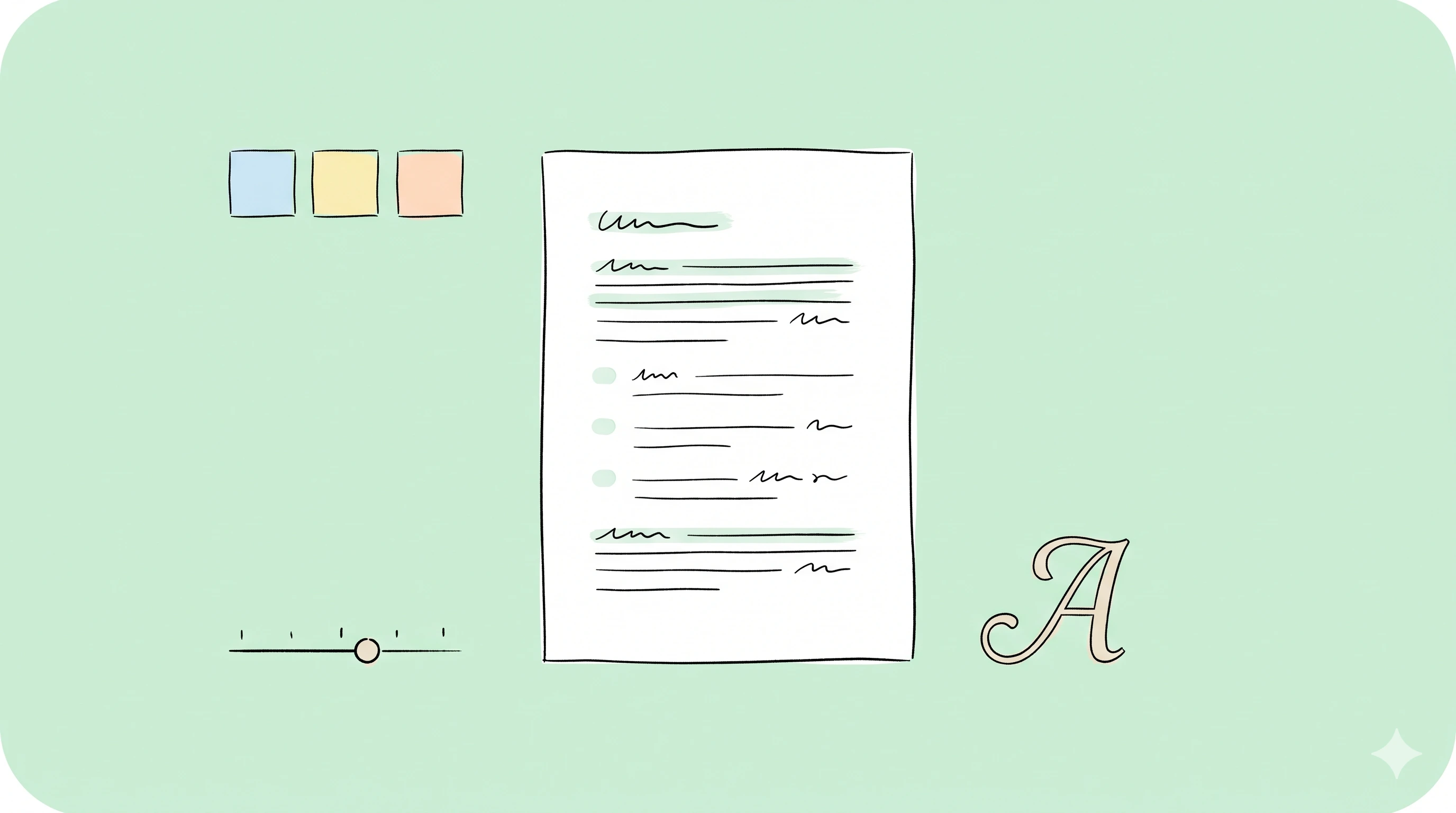 A document template being customized with floating style controls