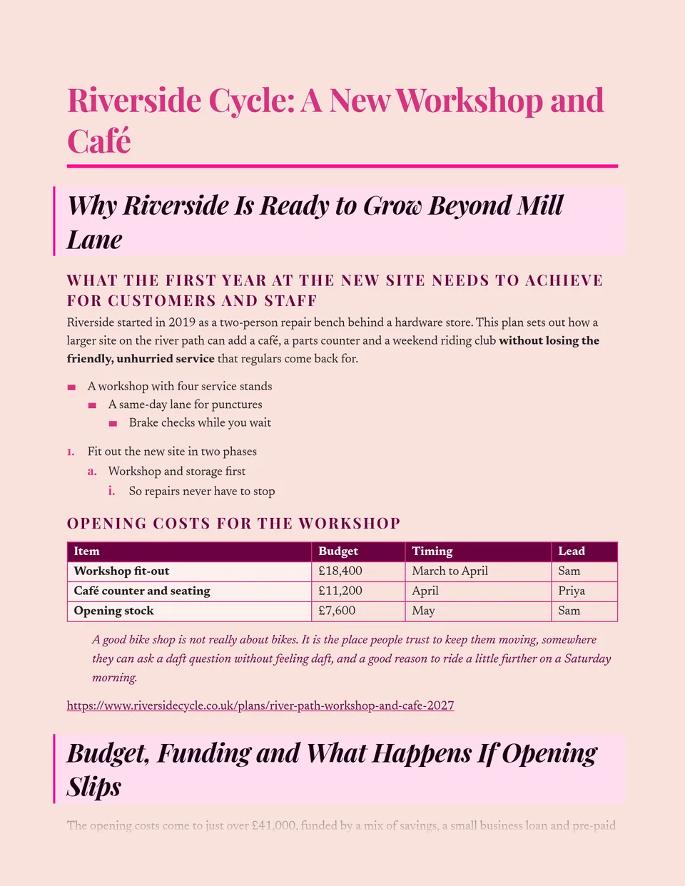Black italic headlines on pale pink bands with a bold fuchsia bar, pink and berry headings and ruled berry tables on warm blush paper - made for beauty and fashion newsletters, event invitations, brand lookbooks and creative briefs.