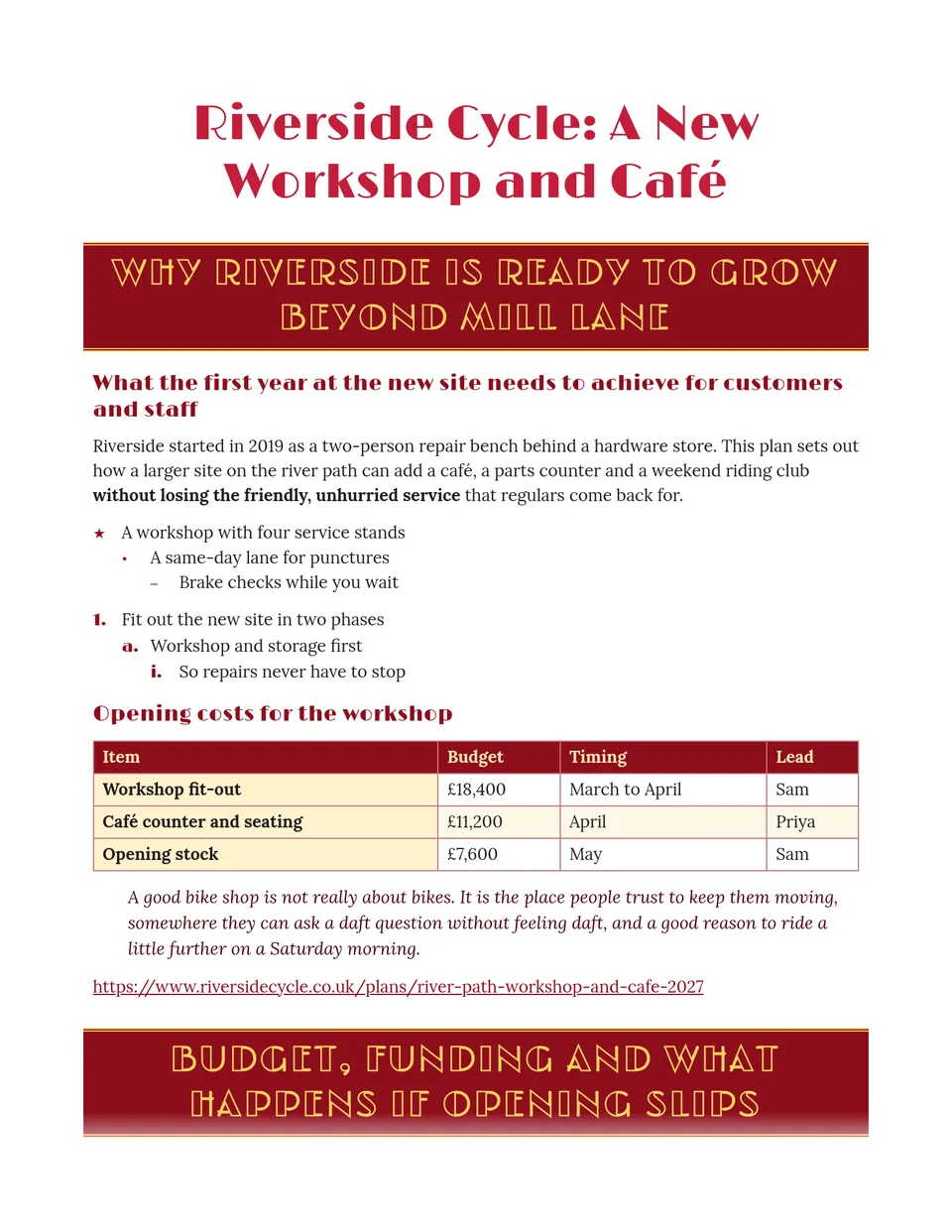 Section headings light up like a 1920s cinema marquee, with gold deco capitals on a crimson band, while warm serif text keeps long reading comfortable. Suited to event programmes, film and theatre guides, menus, newsletters and festival brochures.