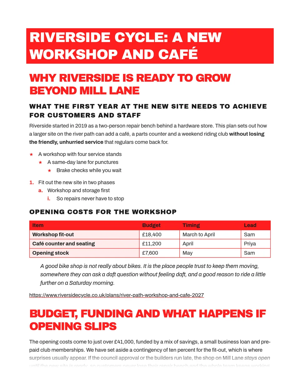 Fire-red, squeezed heavy capitals packed tight, with white type on a red banner for the title and black as the second voice, like a protest poster. Made for campaign plans, event announcements, pitch documents and bold newsletters.