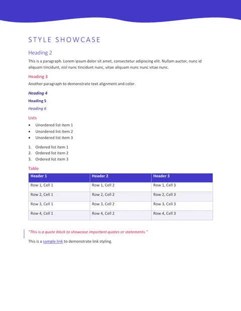 Horizon Word template preview: wide, light capital headings under a curved band across the top of the page